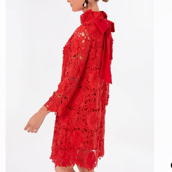 NEW Tuckernuck Red Guipure Lace Daphne Dress Size Large - Picture 3 of 9